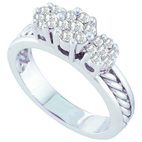 14KT White Gold 0.50CTW DIAMOND LADIES FLOWER RING