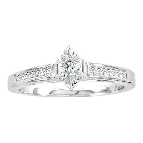 14KT White Gold 0.25CTW DIAMOND MARQUISE CENTER BRIDAL RING