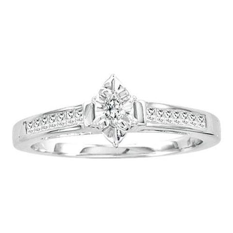 14KT White Gold 0.25CTW DIAMOND MARQUISE CENTER BRIDAL RING