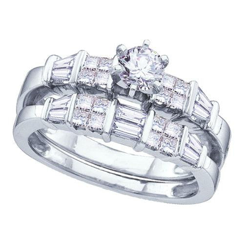 14KT White Gold 1.00CTW DIAMOND LADIES BRIDAL SET WITH ROUND CENTER