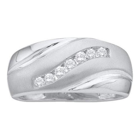 10KT White Gold 0.25CTW DIAMOND CLUSTER MENS BAND