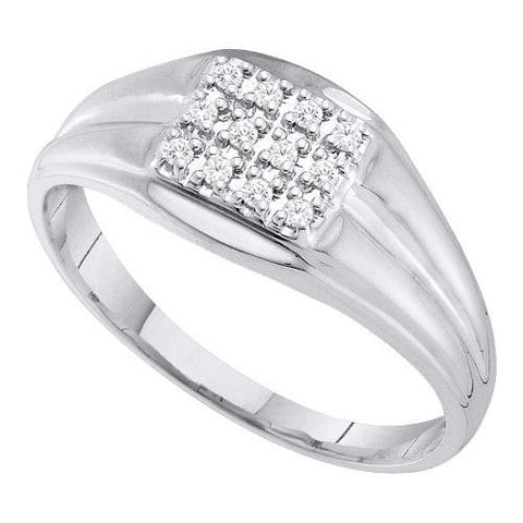 10KT White Gold 0.12CTW DIAMOND CLUSTER MENS RING