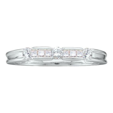 14KT White Gold 0.25CTW PRINCESS ROUND DIAMOND LADIES BAND