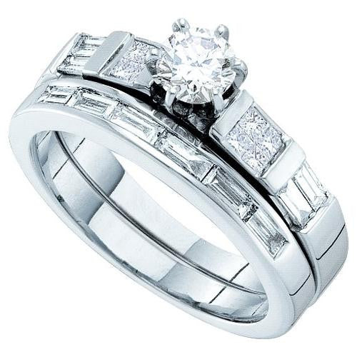 14KT White Gold 1.00CTW DIAMOND LADIES BRIDAL SET WITH 0.40CT ROUND CENTER