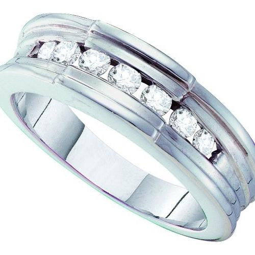 14KT White Gold 0.50CTW ROUND DIAMOND MENS FASHION BAND