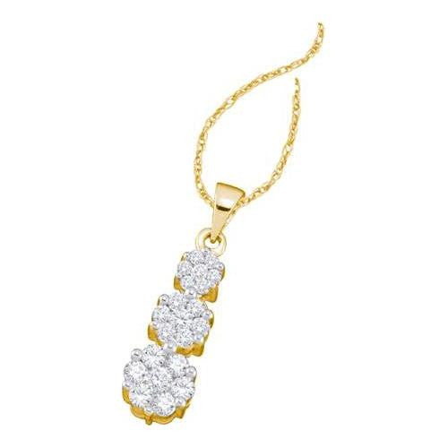 14KT Yellow Gold 0.25CTW DIAMOND FLOWER PENDANT