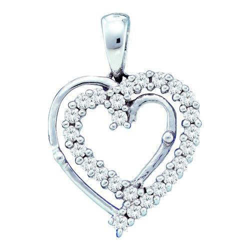 10KT White Gold 0.25CTW DIAMOND LADIES HEART PENDANT