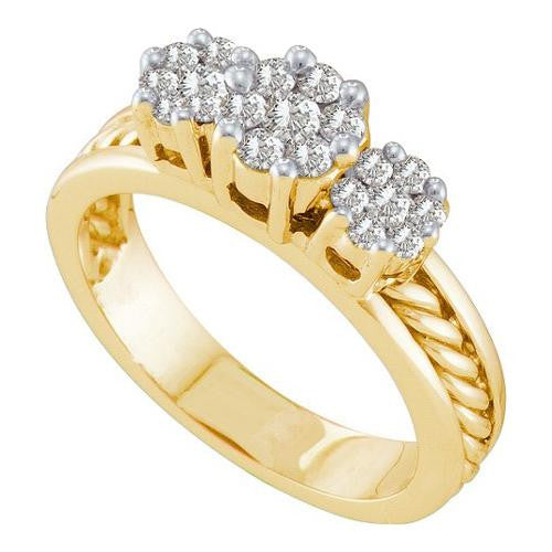 14KT Yellow Gold 0.50CTW DIAMOND FLOWER  RING