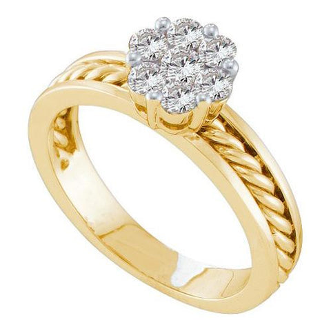 14K Yellow-gold 0.50CT DIAMOND FLOWER RING