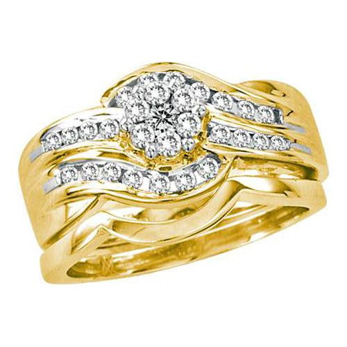 14K Yellow-gold 0.50CTW DIAMOND FLOWER BRIDAL SET