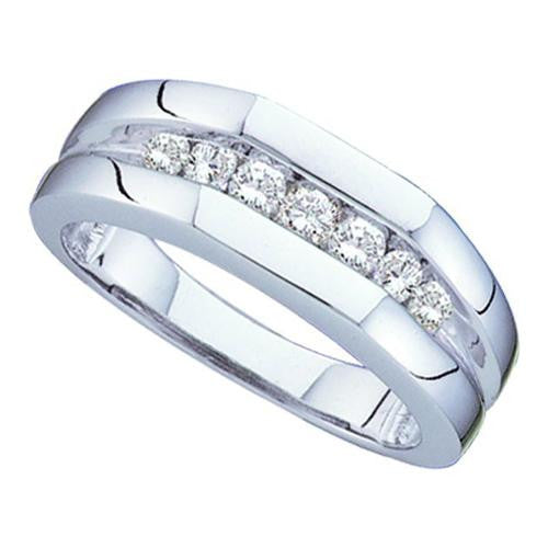 14KT White Gold 0.50CTW ROUND DIAMOND MEN'S FASHION BAND