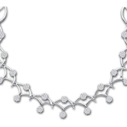 14KT White Gold 3.50CT DIAMOND FLOWER NECKLACE