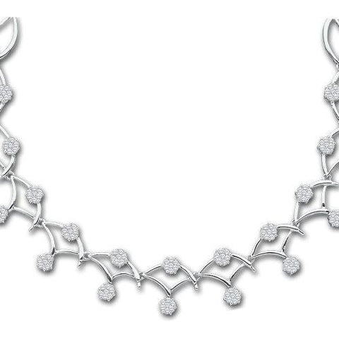 14KT White Gold 3.50CT DIAMOND FLOWER NECKLACE