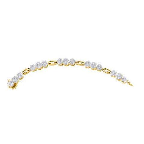 14KT Yellow Gold 2.50CT DIAMOND FLOWER BRACELET