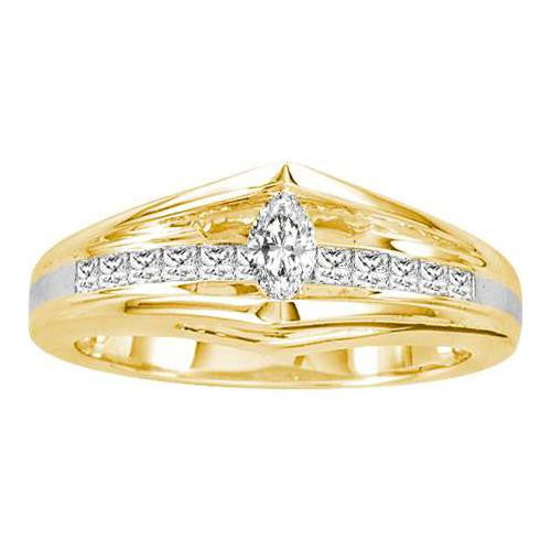 14KT Yellow Gold 0.50CTW DIAMOND MARQUISE CENTER BRIDAL RING