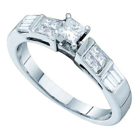 14KT White Gold 0.50CTW DIAMOND LADIES BRIDAL RING WITH ROUND CENTER