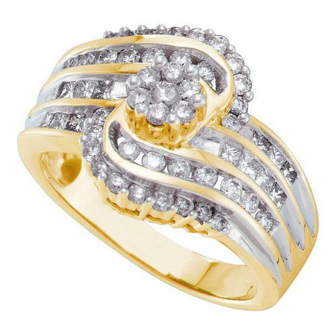 14KT Yellow Gold 1.00CTW DIAMOND FLOWER RING