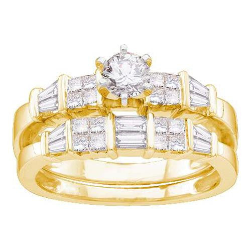 14KT Yellow Gold 1.00CTW DIAMOND 0.25CT CENTER ROUND BRIDAL SET