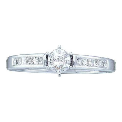 14KT White Gold 0.25CTW DIAMOND LADIES BRIDAL RING WITH 0.11CT ROUND CENTER