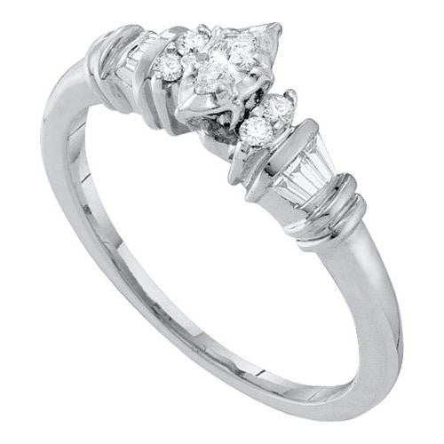 14K White-gold 0.19CTW DIAMOND MARQUISE CENTER BRIDAL RING