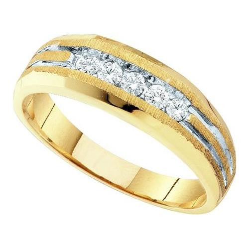 14KT Yellow Gold 0.25CTW ROUND DIAMOND MENS FASHION BAND