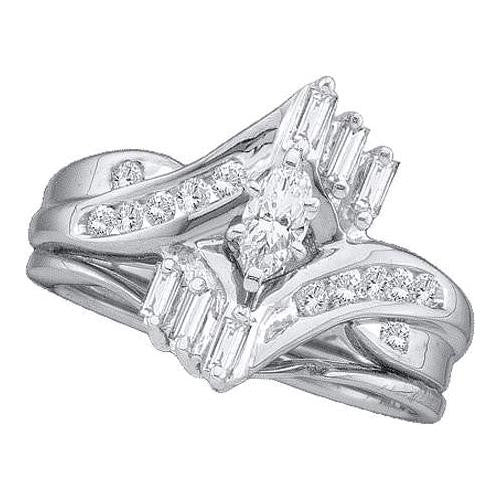 10KT White Gold 0.50CTW DIAMOND LADIES BRIDAL SET WITH  MARQUISE CENTER