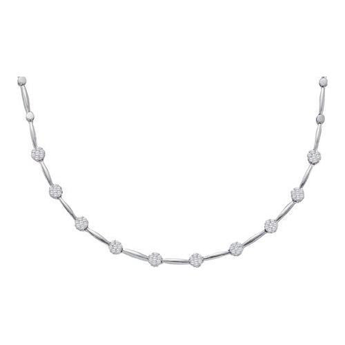 14KT White Gold 1.00CTW ROUND DIAMOND LADIES FLOWER NECKLACE