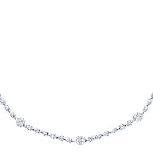 14KT White Gold 1.88CT DIAMOND FLOWER NECKLACE