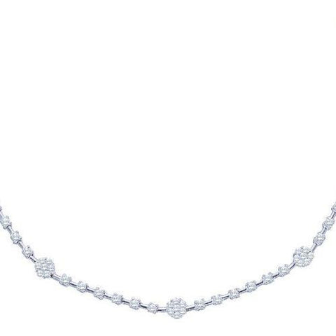 14KT White Gold 1.88CT DIAMOND FLOWER NECKLACE