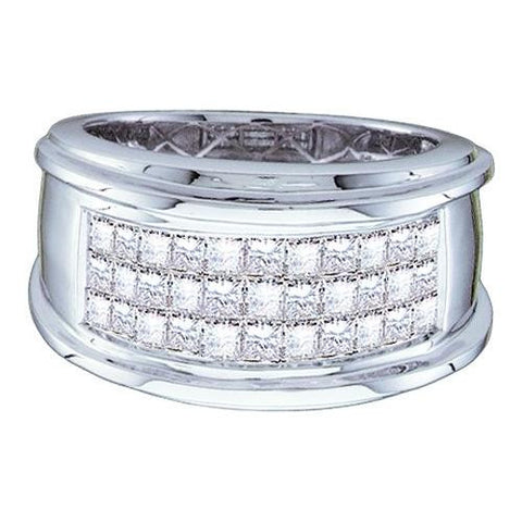 14KT White Gold 0.50CTW PRINCESS DIAMOND MENS INVISIBLE BAND