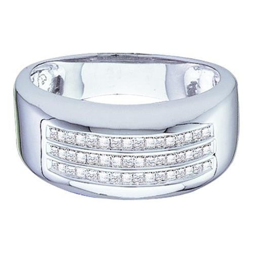 14KT White Gold 0.50CTW PRINCESS DIAMOND MEN'S INVISIBLE BAND