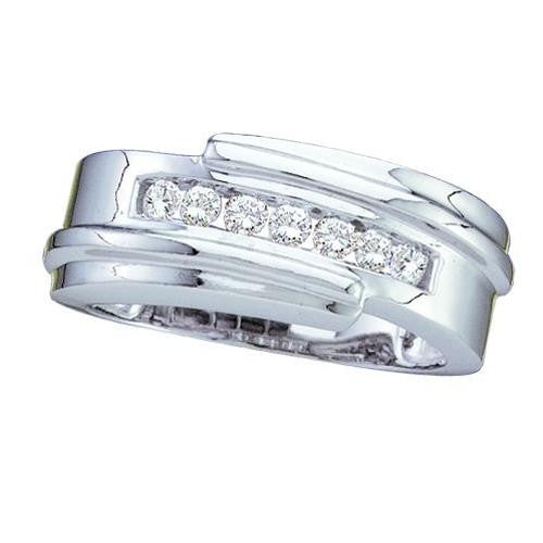 14KT White Gold 0.33CTW ROUND DIAMOND MEN'S FASHION BAND