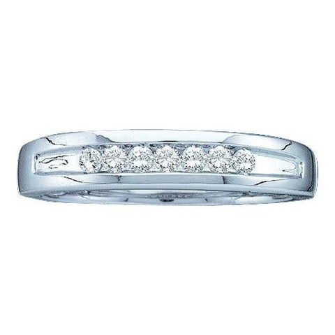 14KT White Gold 0.25CTW ROUND DIAMOND MEN'S FASHION BAND