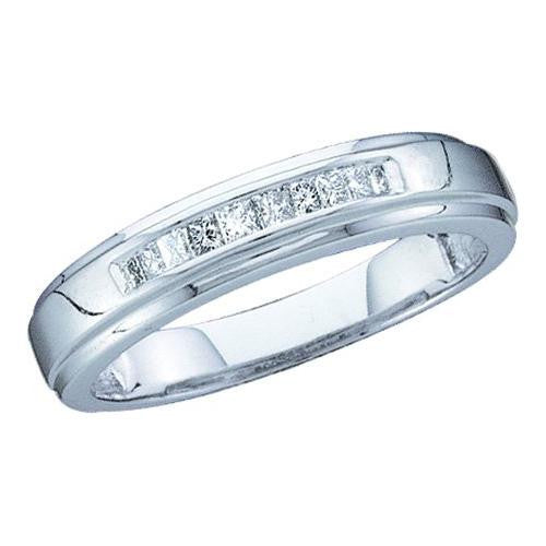 10KT White Gold 0.15CTW PRINCESS DIAMOND MEN'S INVISIBLE BAND