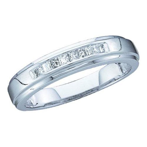 10KT White Gold 0.15CTW PRINCESS DIAMOND MEN'S INVISIBLE BAND