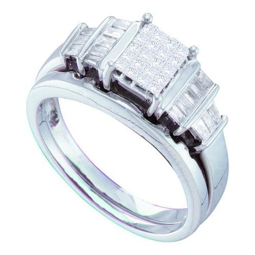 14KT White Gold 0.51CTW PRINCESS BAGGUETTE DIAMOND LADIES BRIDAL RING