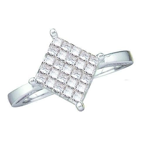 14KT White Gold 0.50CTW PRINCESS DIAMOND LADIES INVISIBLE SQUARE RING