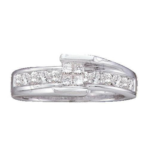 14KT White Gold 0.50CTW PRINCESS ROUND DIAMOND LADIES INVISIBLE RING