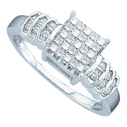 14KT White Gold 0.33CTW DIAMOND LADIES FASHION RING WITH SQUARE PRINCESS