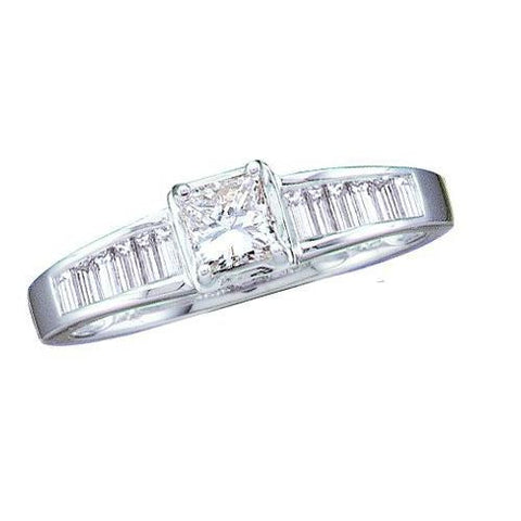 14KT White Gold 0.50CTW DIAMOND LADIES BRIDAL RING WITH PRINCESS CENTER