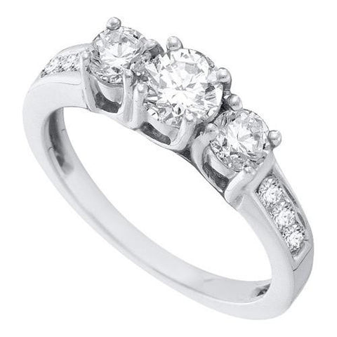 14K White-gold 1.00CTW DIAMOND 3 STONE BRIDAL RING