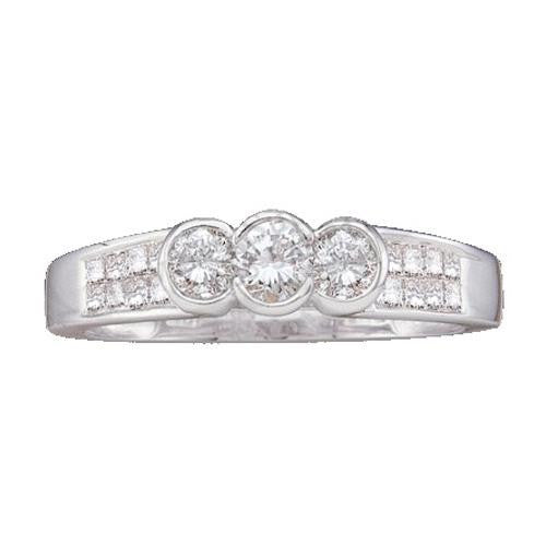 14KT White Gold 0.51CT DIAMOND 3-STONE BRIDAL RING