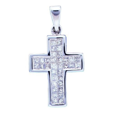 14KT White Gold 0.50CTW DIAMOND CROSS PENDANT