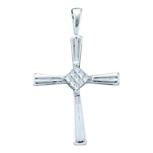 14KT White Gold 0.09CTW  DIAMOND LADIES CROSS PENDANT