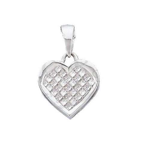 14KT White Gold 0.50CTW PRINCESS DIAMOND HEART LADIES PENDANT