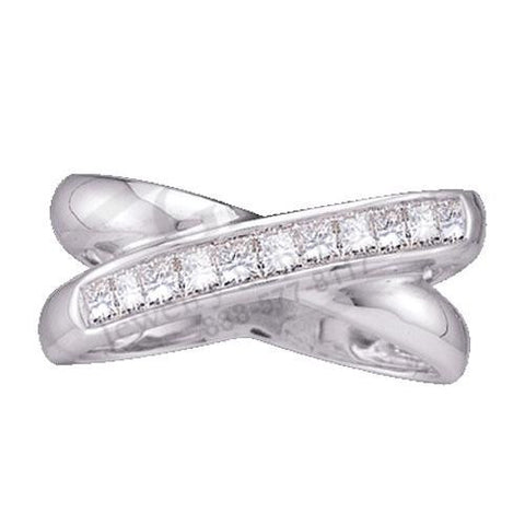 14KT White Gold 0.25CTW PRINCESS DIAMOND LADIES INVISIBLE BAND