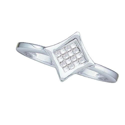 14KT White Gold 0.13CTW PRINCESS DIAMOND LADIES INVISIBLE SQUARE RING