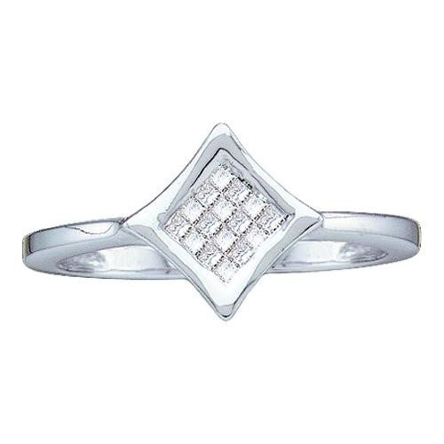 14KT White Gold 0.13CTW PRINCESS DIAMOND LADIES INVISIBLE SQUARE RING