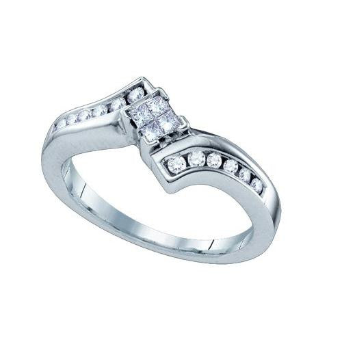 14KT White Gold 0.26CTW ROUND PRINCESS DIAMOND LADIES INVISIBLE RING