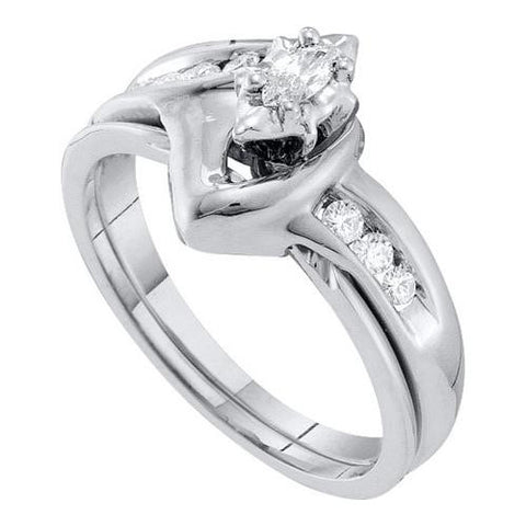 14KT White Gold 0.24CT DIAMOND MARQUISE CENTER BRIDAL SET